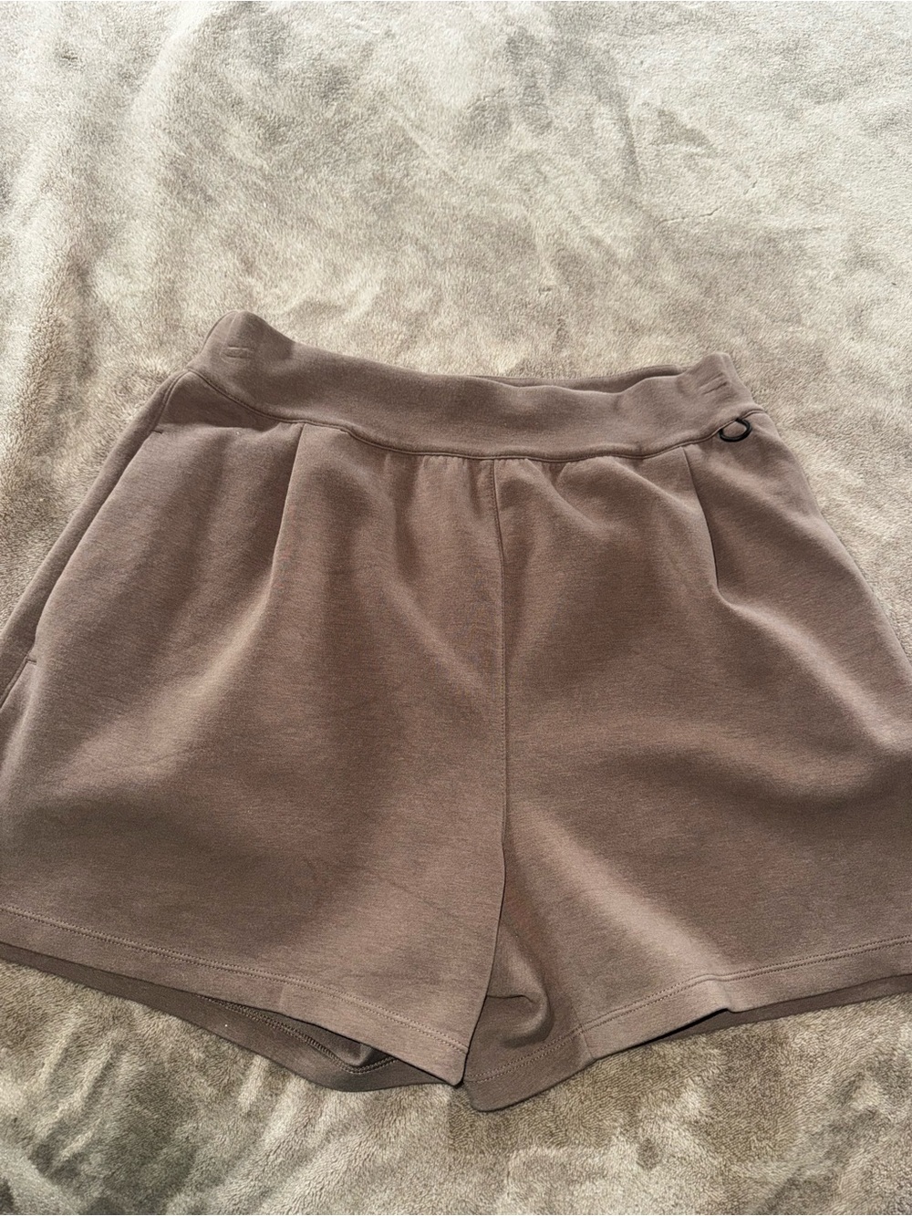 Nike Women's Taupe Dry Fit Knit Waistband Shorts and Sweatshirt Set